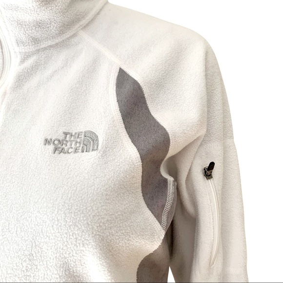 THE NORTH FACE Fleece Jacket Full Zip White Gray Lightweight Activewear Size M - Picture 6 of 15